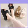 Cute And Stylish Summer Flat Slippers For Women With Bow Design In Khaki Beige And Black