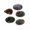 Natural Moss Agate Cabochon Set, Mixed Shape Moss Agate Loose Gemstones, Dendritic Agate Cabochons for Jewelry Making, 5 Piece Gemstone Set