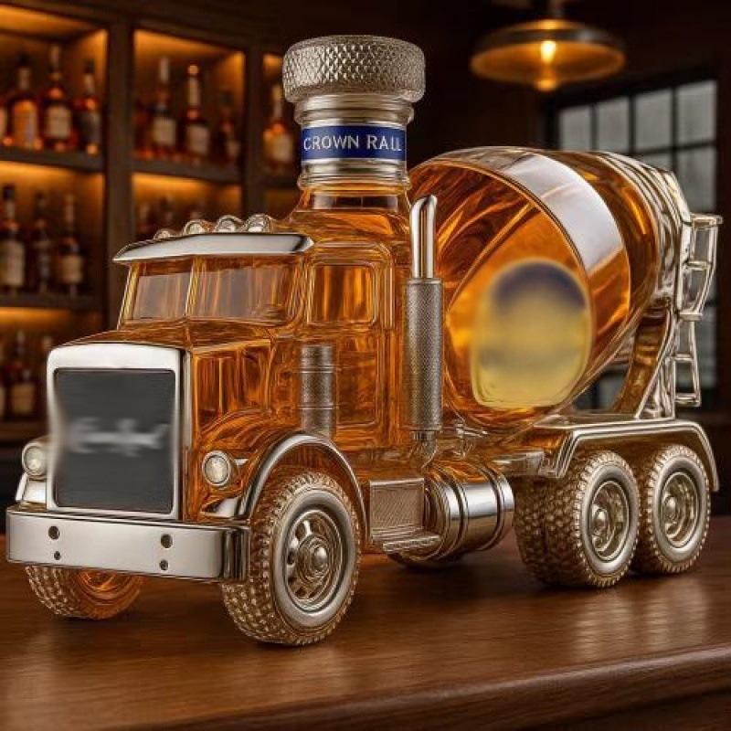 Glas-Dekanter in LKW-Form, 350 ml, versiegelte leere Likörflasche zur Aufbewahrung von Whiskey, Wodka, Wein