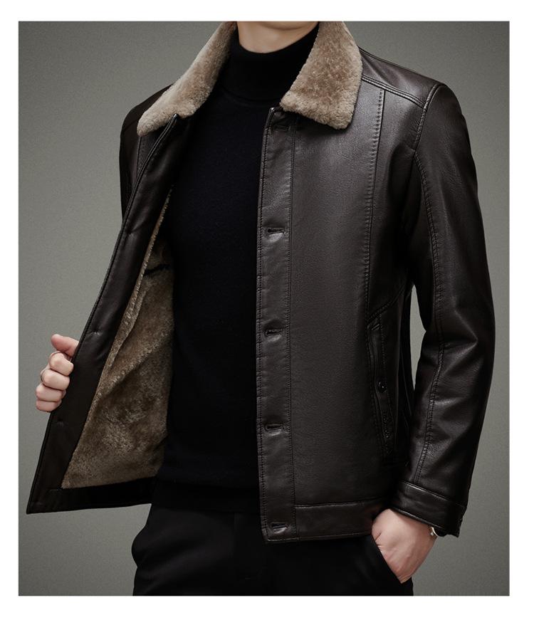 Pierre Cardin Men's Winter Sheepskin Leather Jacket with Fur Lining