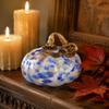 Hand Blown Glass Pumpkin Ornament with Swirled Stem for Table Centerpiece Fall Harvest Party Home Decor Display