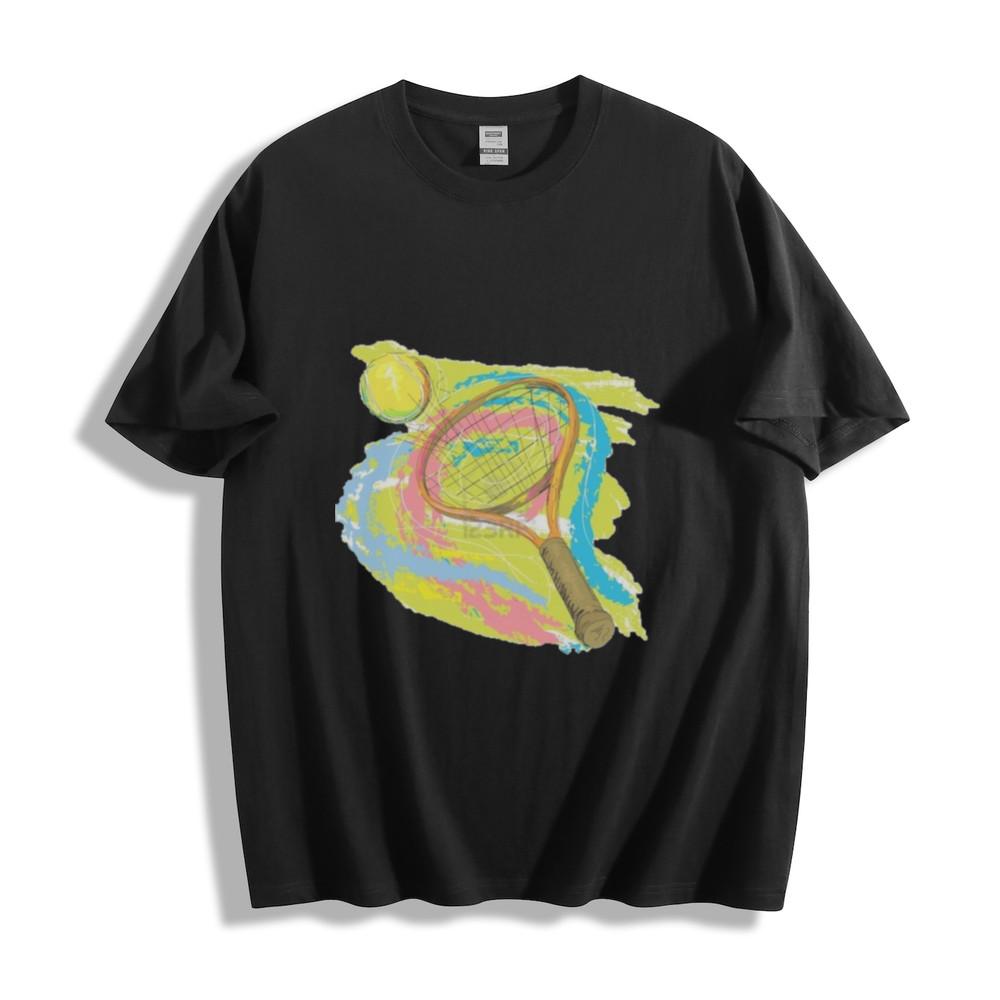 Tennis Splash T-Shirt - Vibrant Racket and Ball Design Unisex Tee