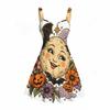 Women Plus Size Sleeveless Strappy Square Neck Halloween Western Pumpkin Printed White Flare Dress