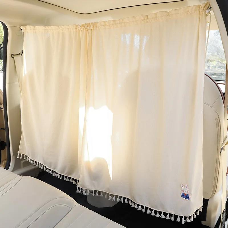 Cotton Cloth Car Divider Curtains Light Blocking Retractable Car Privacy Partition Suction Cup Curtain Car Interior Accessories