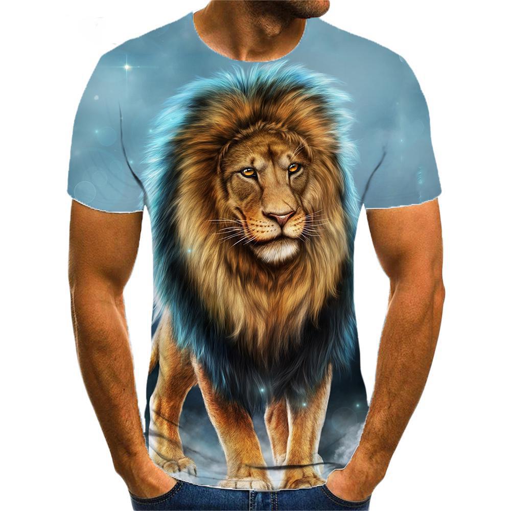 Animal Lion Pattern 3D Print Men's T-Shirts Summer Casual O-Neck Short Sleeve Oversized T-shirts