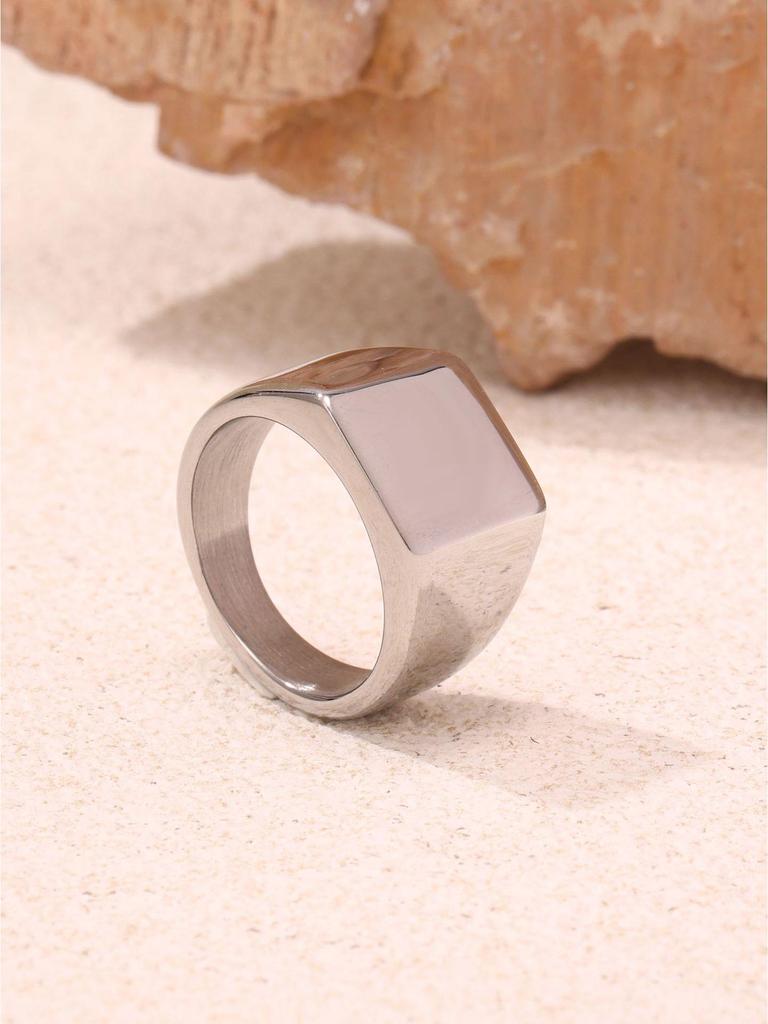 European Minimalist Ferris Wheel Titanium Steel Ring with PVD Electroplated 18K Gold Finish – Unisex, In Stock