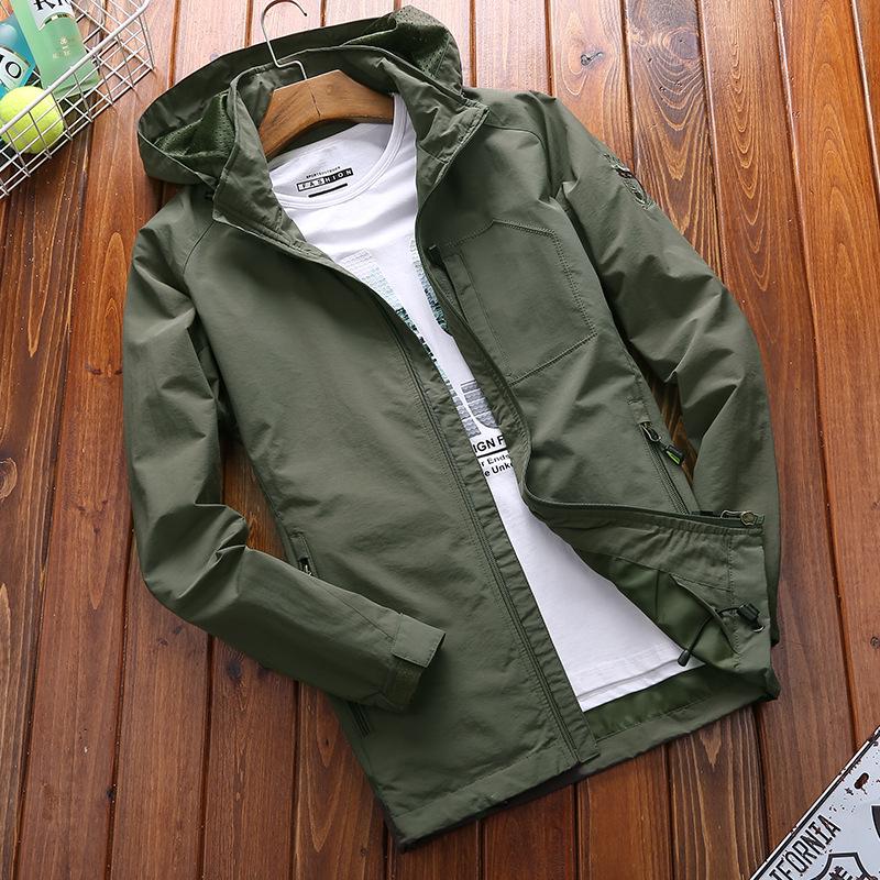 Herrenjacke Jugend Herbst Herren dünne lässige große Größe Jacke einfarbig Outdoor Top