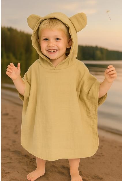 Children' Muslin Cape 86-104 Children' Beach Poncho Beige