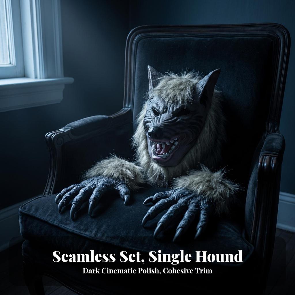 Scary Wolf Face Covering | Snarling Open Mouth Latex Material, canine head covering, for