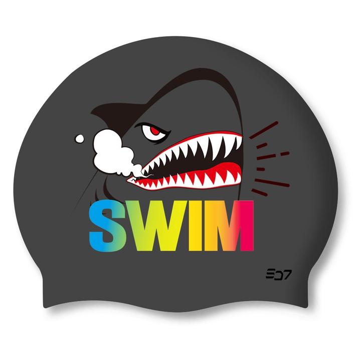 Eseudisebeun Silicone Swim Cap Swimshark-Gray