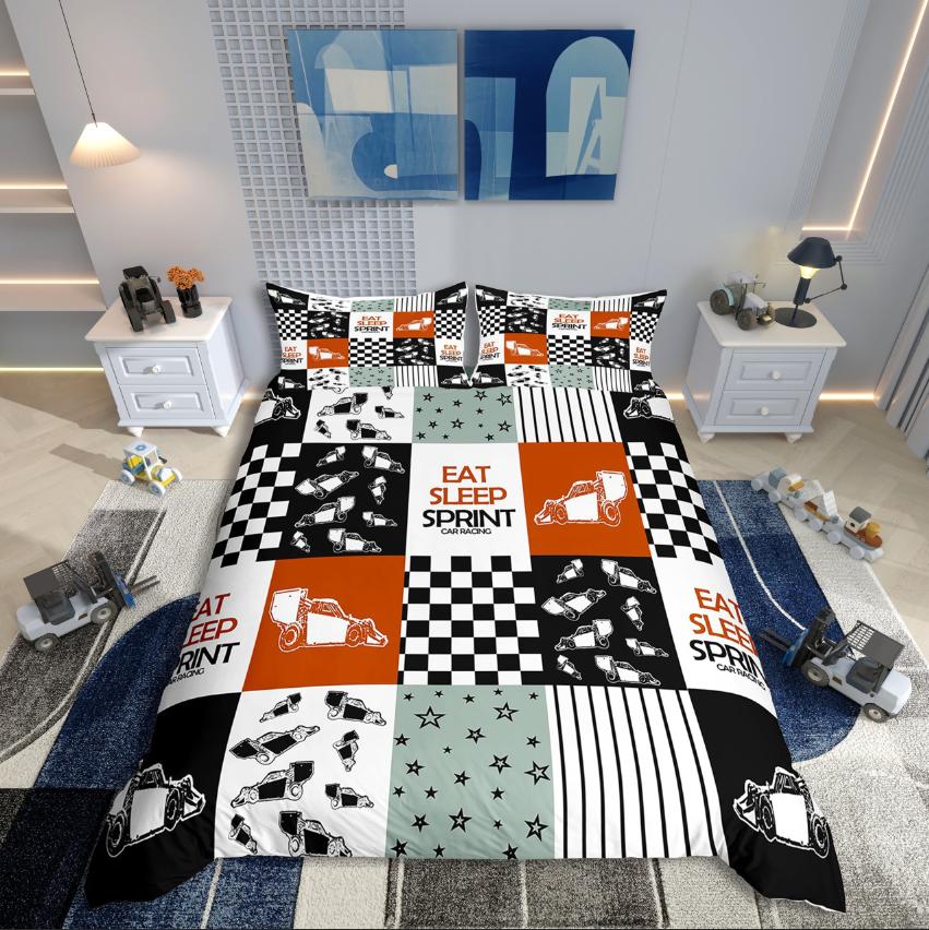 Comforter Homewish Cartoon Truck Car Theme For Kids Bedding Setgeometric Plaid Decor