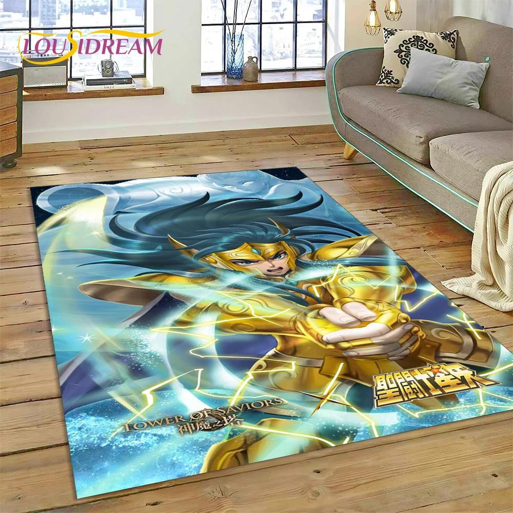 Cartoon Saint Seiya 3D Retro  Anime Rug Carpet for Living Room Bedroom Home Decor,Floor Mat Non-slip for Sofa Doormat Gift Kids