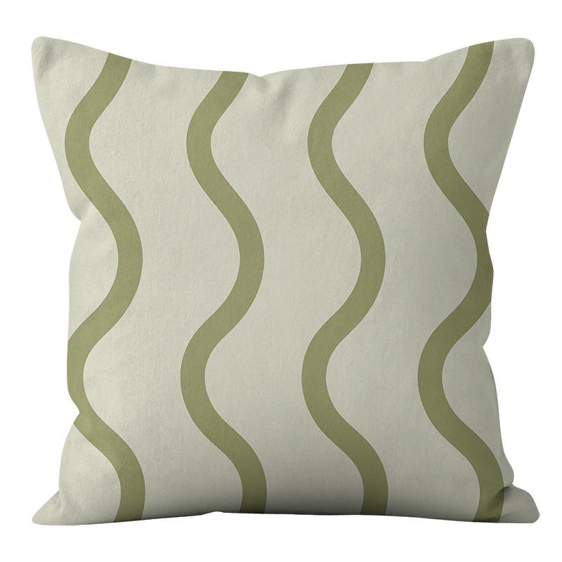 Small Clear Green Geometric Flower Print Pillowcase Short Velvet Cushion Living Room Sofa Pillowcase