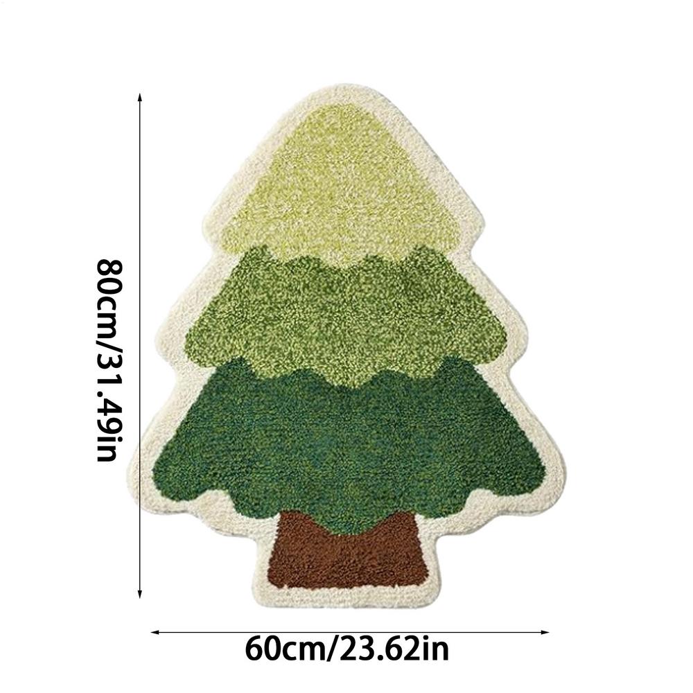 Christmas Bath Mat Snowman Rug Non-slip Cute Cartoon Tree Snowman Design Soft Floor Pad For Toilet Area Shower Bathtub House