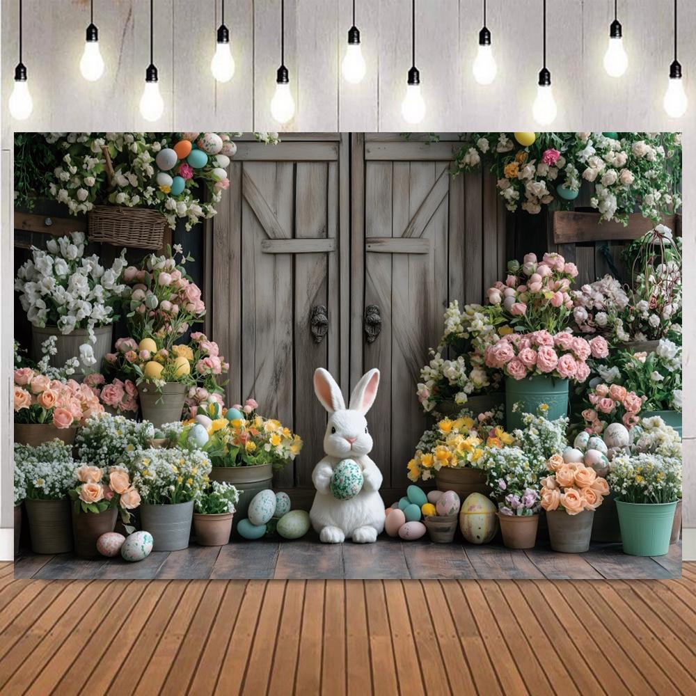Easter Fairy Tale Forest Rabbit Easter Egg Photography Background, Children Birthday Party Home Decoration Photography Backdrop3