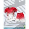 Men's Summer Fashion Personalized Color Printed Comfortable Breathable Round Neck T-shirt Shorts Set Outdoor Casual Sportswear