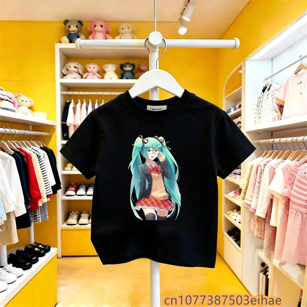 Future MIKU Line Hatsune Miku High Quality Pure Cotton Short Sleeve Printed Casual Fashion Clothes New For Boys Girls Outdoor