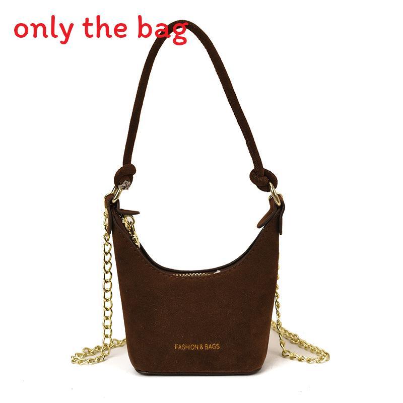 

Retro Frosted Children Velvet Bucket Bag With Solid Color Design For Style Daily LightBrown
