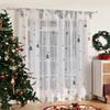 2pcs Christmas Pine Branch Bell Sheer Curtains with Pole Bag, Privacy Protection, Suitable for Decoration In Various Scenes