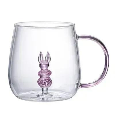 Cartoon Animal Shape Glass Home Cute High Borosilicate Glass Single Layer Cup Living Room with Guests Juice Cold Drink Cup Gift