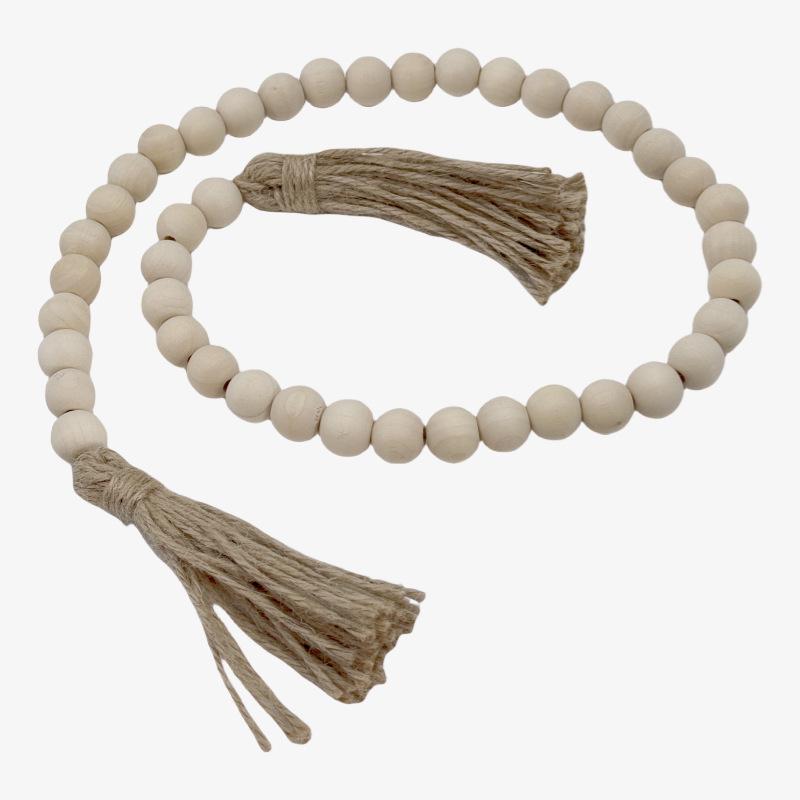 Multi-Size DIY Bohemian Wood Bead Strands with Tassels for Home Décor