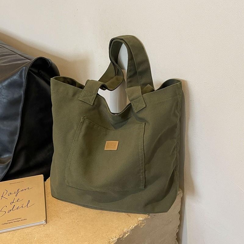 Stylish Unisex Retro Canvas Tote Bag Large Capacity Chic Shoulder Bag For School Or Commute