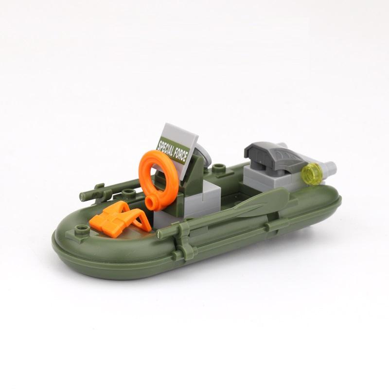Creative Speedboat Rubber Boat Assault Boat City MiniFigure Blocks Bricks Sets Classic Model Building Kits Kids Education Toys