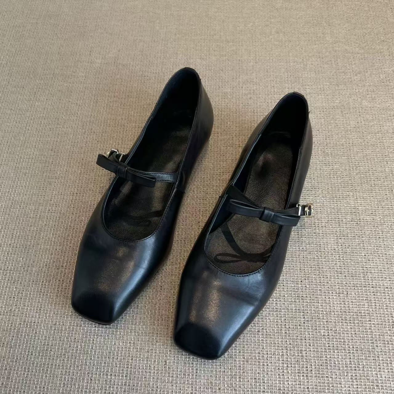 

Версия из овчины~ Туфли Мэри Джейн женские с постепенным изменением цвета, квадратным носком, бантом, ремешком с одинарной пряжкой, балетки 40