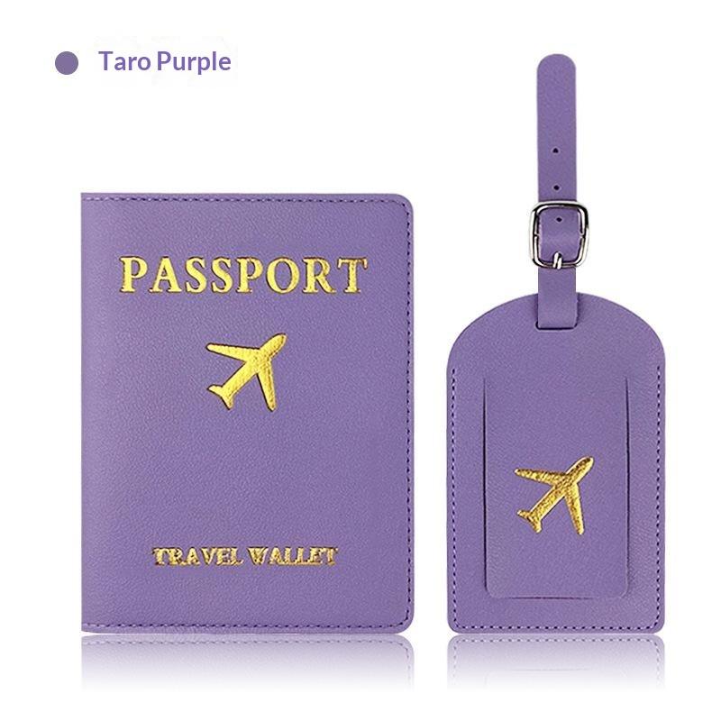2Pcs/Set Pu Travel Passport Cover Luggage Tag Suitcase Identifier Label Baggage Boarding Bag Tag Name Id Address Passport Holder