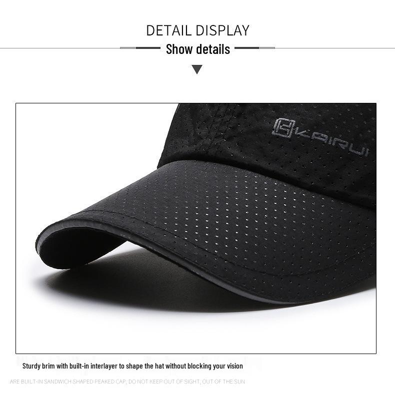 Men's Mesh Quick-Dry Baseball Cap - Breathable Sun Protection with Reflective Sandwich Brim Duckbill Hat.