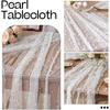 White Pearl Table Runner Tulle Fabric Lace Tablecloth Beaded Pearl Table Cover Mesh Sheer Table Cloth for Bridal Shower Birthday Party Wedding Arch