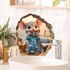 Cute Mouse Brushing His Teeth Wall Sticker Living Room Wall Edge Home Decoration For Kids Bedroom Funny Rats Decals S755