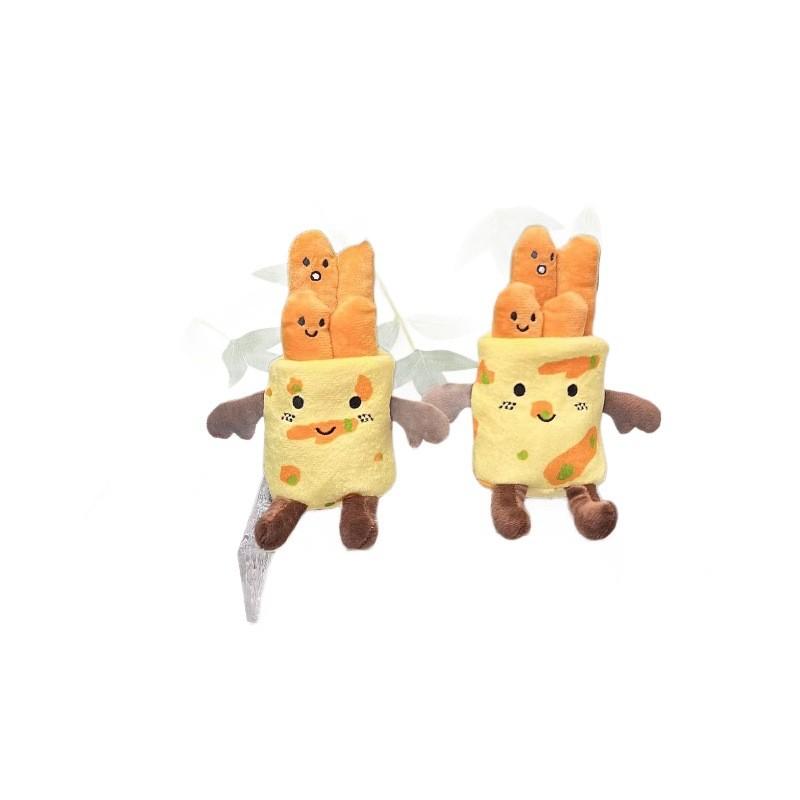 Plush Lovable Food Doll Keychain In Pancake Design Soft Short Fur For Bags Keyrings And