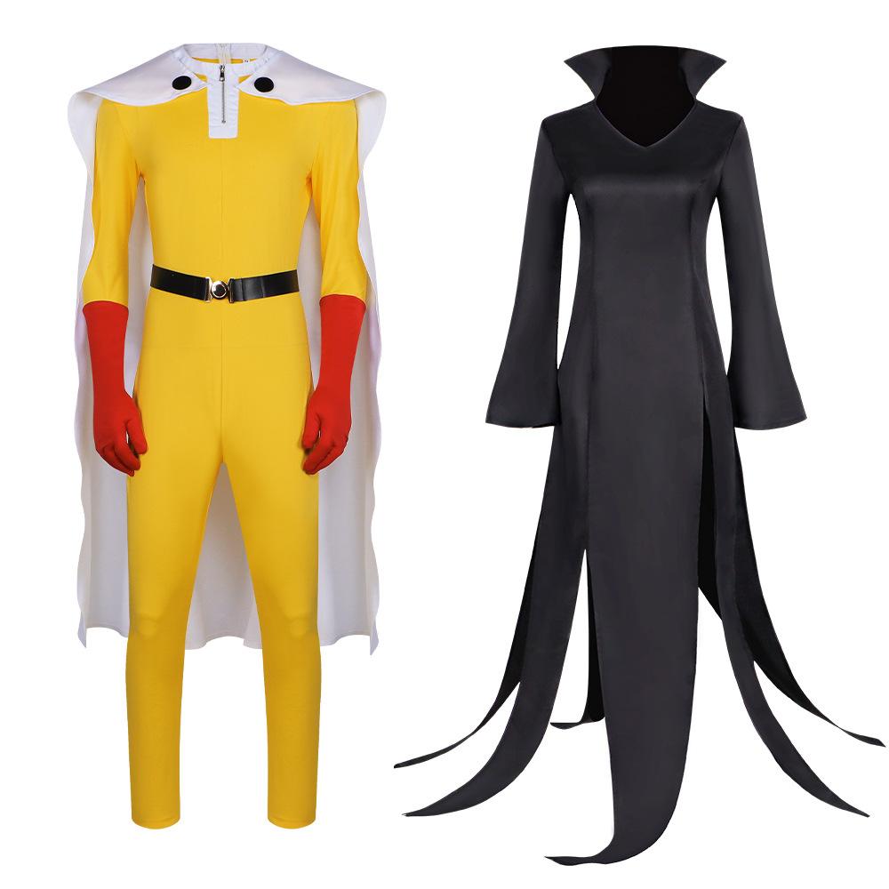 One Punch Superman Cos Suit Saitama Yellow Combat Suit Trembling Tornado Black Dress Cosplay Performance Suit