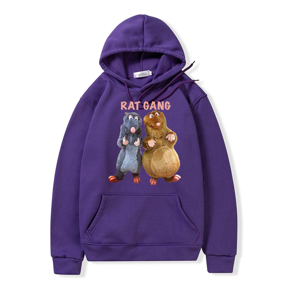Funny Rat Gang Hoodie Ratatouille Remy and Emile Graphic Sweatshirt Kawaii Cute Mouse Print Hoodies Men Women Oversized Pullover