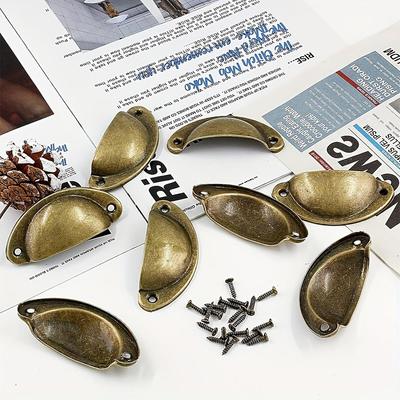 12/20pcs Metal Drawer Cup Pulls | Antique Bronze Shell Design, 2.6 Inch Hole Centers, with Screws for Closets