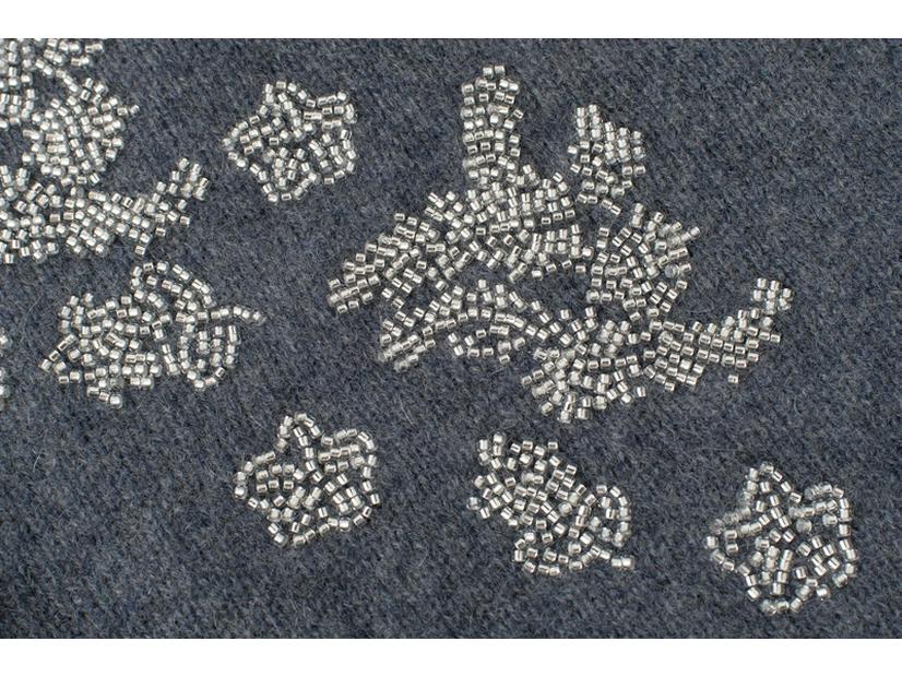 Γυναικεία Χοντρή Κασμιρέ Ζακέτα με Κλείσιμο με Κουμπιά, Χειροποίητες Χάντρες και Κεντημένες Λεπτομέρειες