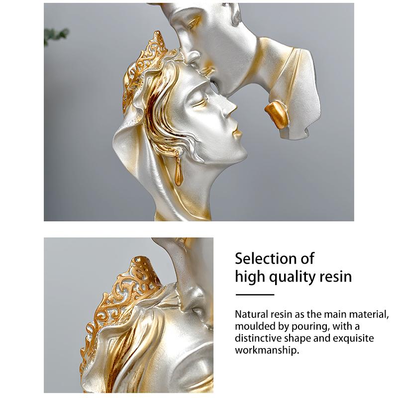 Creative Kissing Couple Statue Resin Lover Figure Gold Sculpture Home Office Modern Art Character Desk Decoration Christmas Gift