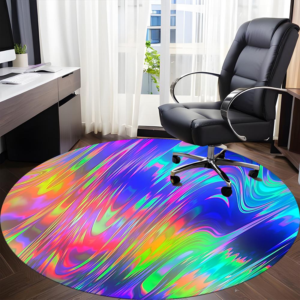 1pc Colorful Swirls Chair Carpet for Office, Non slip, Soft and Durable Office Rug