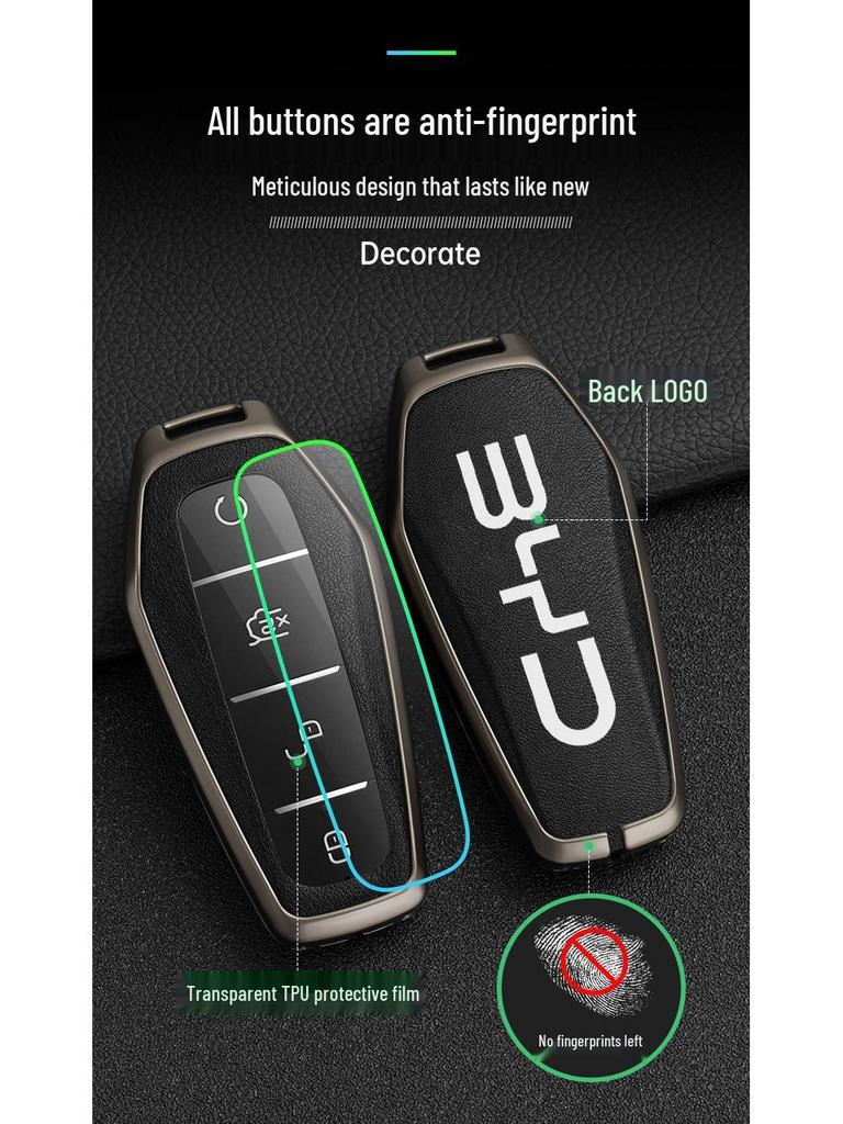 BYD Han Key Case for Qin Pro, Song Max, New Energy, Tang, Song Plus - Metal Shell Car Bag Buckle.