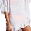 Bikini Cover Up Ruffles V Neck Ladies Elegant Pure Color Sundress for Beach