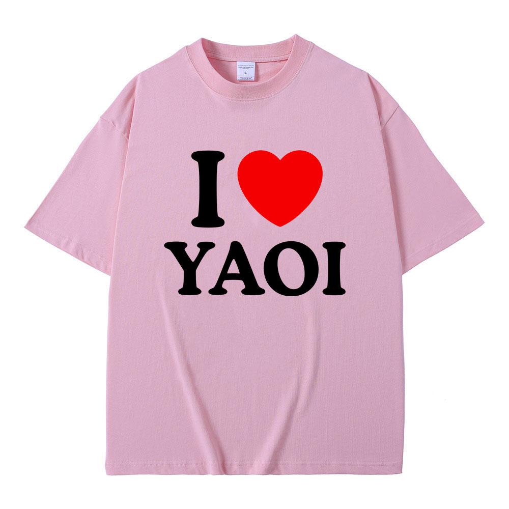 Funny I Love Yaoi Meme Tshirt Men Women Fashion Vintage Crewneck Tshirts Male Casual Cotton Oversized Short Sleeve T Shirts