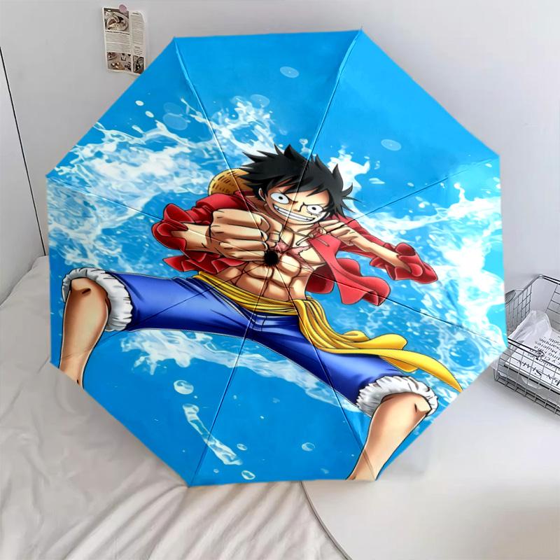 1 PC Automatic Folding Umbrella - Luffy D Pattern Portable Foldable Design With 8 Ribs Christmas Birthday Gifts