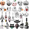 New Halloween Cute Ghost Skull Pumpkin Charm Beads Dangle European Original Fit Copper Bracelet Bead For Diy Jewelry Women Gift