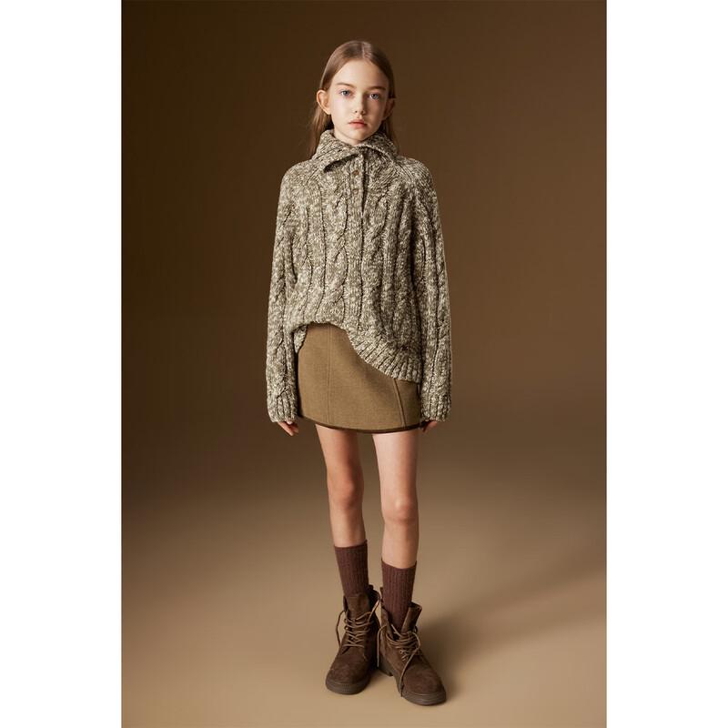 ELLE KIDS Girls' Cable Knit Turtleneck Sweater