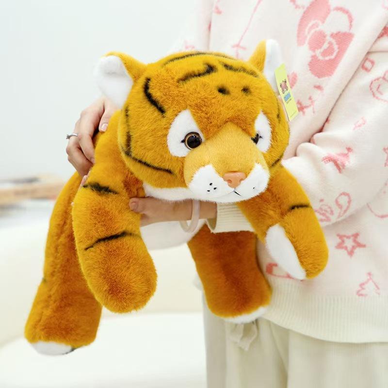 Simulation Cute Lying Down Tiger Doll Plush Toy White Tiger Doll Boy Throw Pillow Birthday Gift Grab Machine Doll
