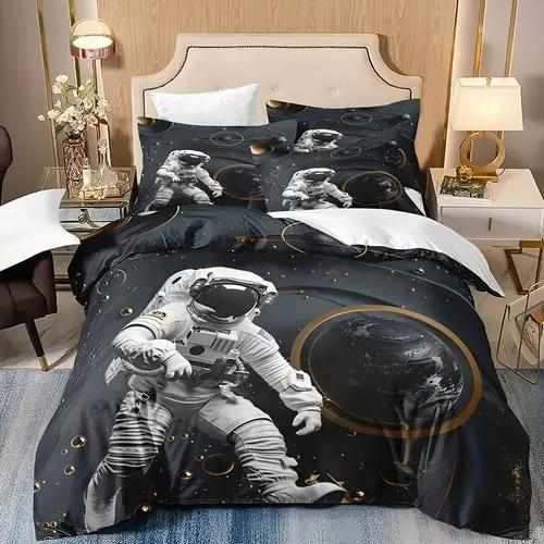 

Comforter Astronaut With Astronaut Pattern Suitable For Children Kids And Adults Soft Warm Comfortable Breathable Comforter (quilt)-EU Single(135*200cm)3pcs