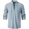 Men's  Casual Fashion Long Sleeve Solid Color V-Neck Tops