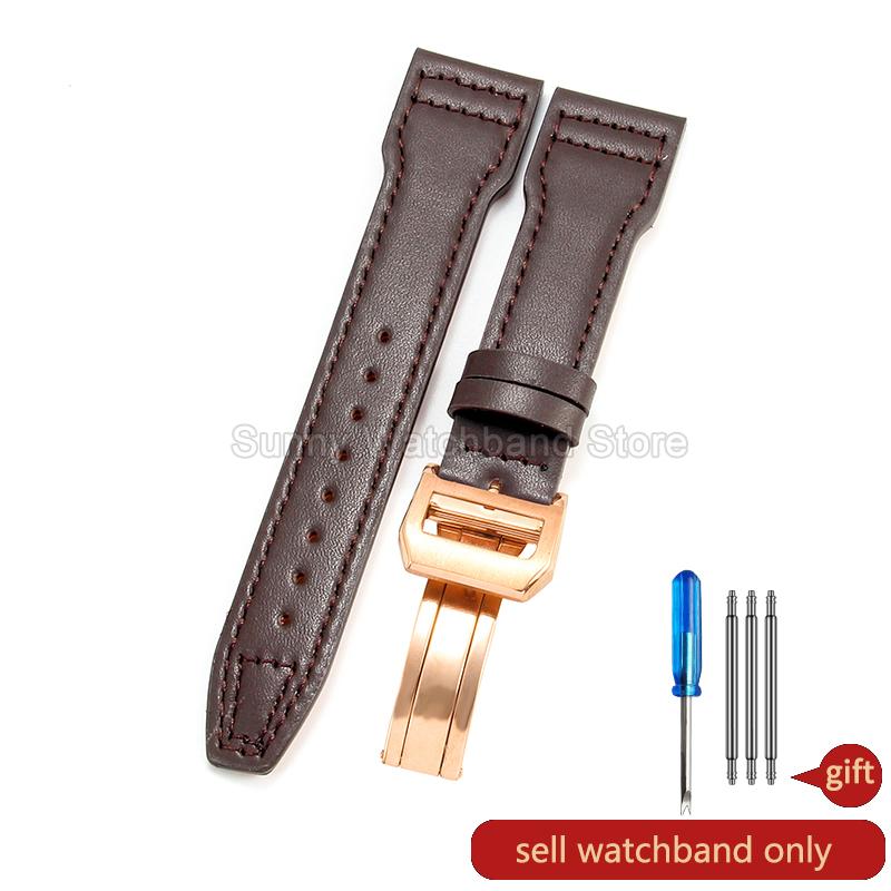 Coffee Black 20 21 22mm for IWC Portofino Le Petit Prince Portugieser Cowhide Watch Band Special Interface Needle Buckle Durable