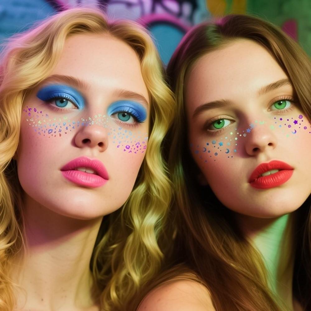 DIY Face Temporary Tattoo Fish Scale Moon Star Face Tattoo Sticker  Women